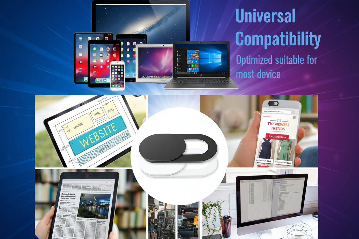 Universal Webcam Cover Slide, Ultra-Thin Camera Cover for Laptops, PC, Android and Apple Devices 0.022in Thick Web Blocker for Privacy and Security by Anti Spier