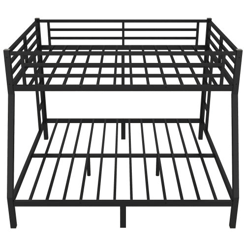 Metal Queen Over King Bunk Bed For Teens And Adults,Space-Saving Noise Reduced No Box Spring Needed, Black