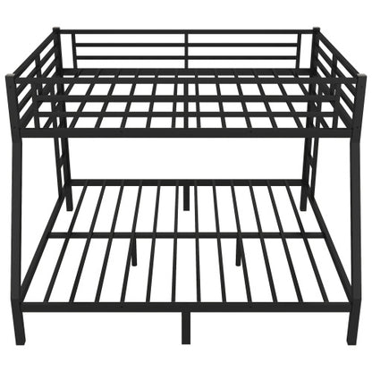 Metal Queen Over King Bunk Bed For Teens And Adults,Space-Saving Noise Reduced No Box Spring Needed, Black