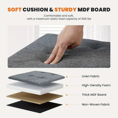 Padded Storage Ottoman Bench with Seating | Folding Ottoman Stool, Storage Chest, End Of Bed Bench for Bedroom, Living Room