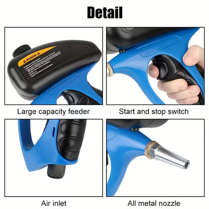Sand Blaster 1pc Air-Powered Small Nozzle Pneumatic Sandblasting Gun | Metal Glass Anti-Rust Sandblasting Rust Remover Manual Sand Blaster for Air Compressor Home Improvement Auto Repair DIY