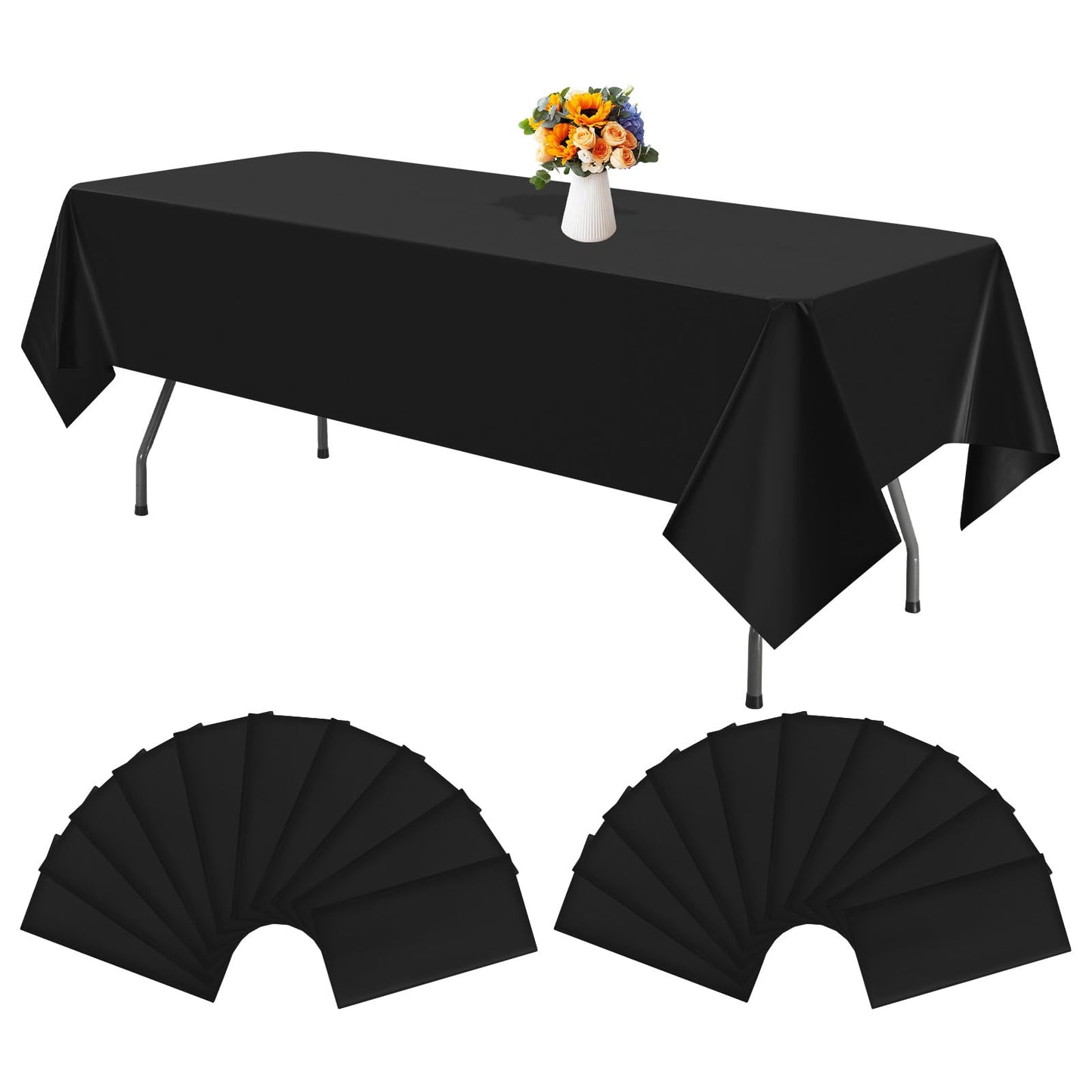 20 Pack Plastic Table Cloth Disposable 60 x 102 Inch Plastic Tablecloth
