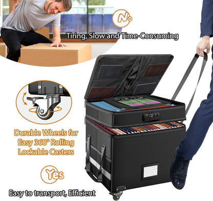 Fireproof File Box With Lock Wheels Rolling Portable by ShipItFurniture