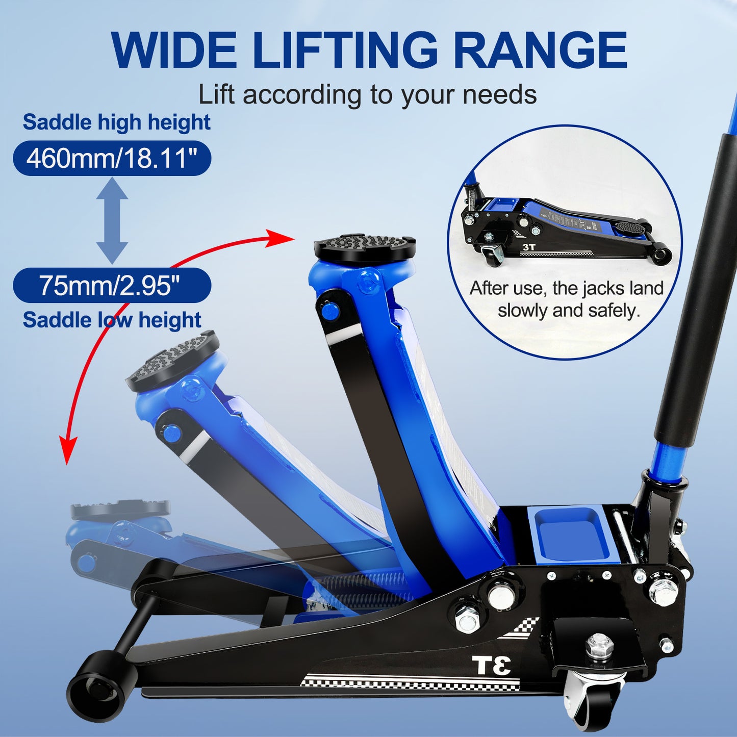 Floor Jack 3 Ton Low Profile Floor Jack Lifting Range 2.95 Inch-18.11 InchUnusable Platform - Weifel-Temu