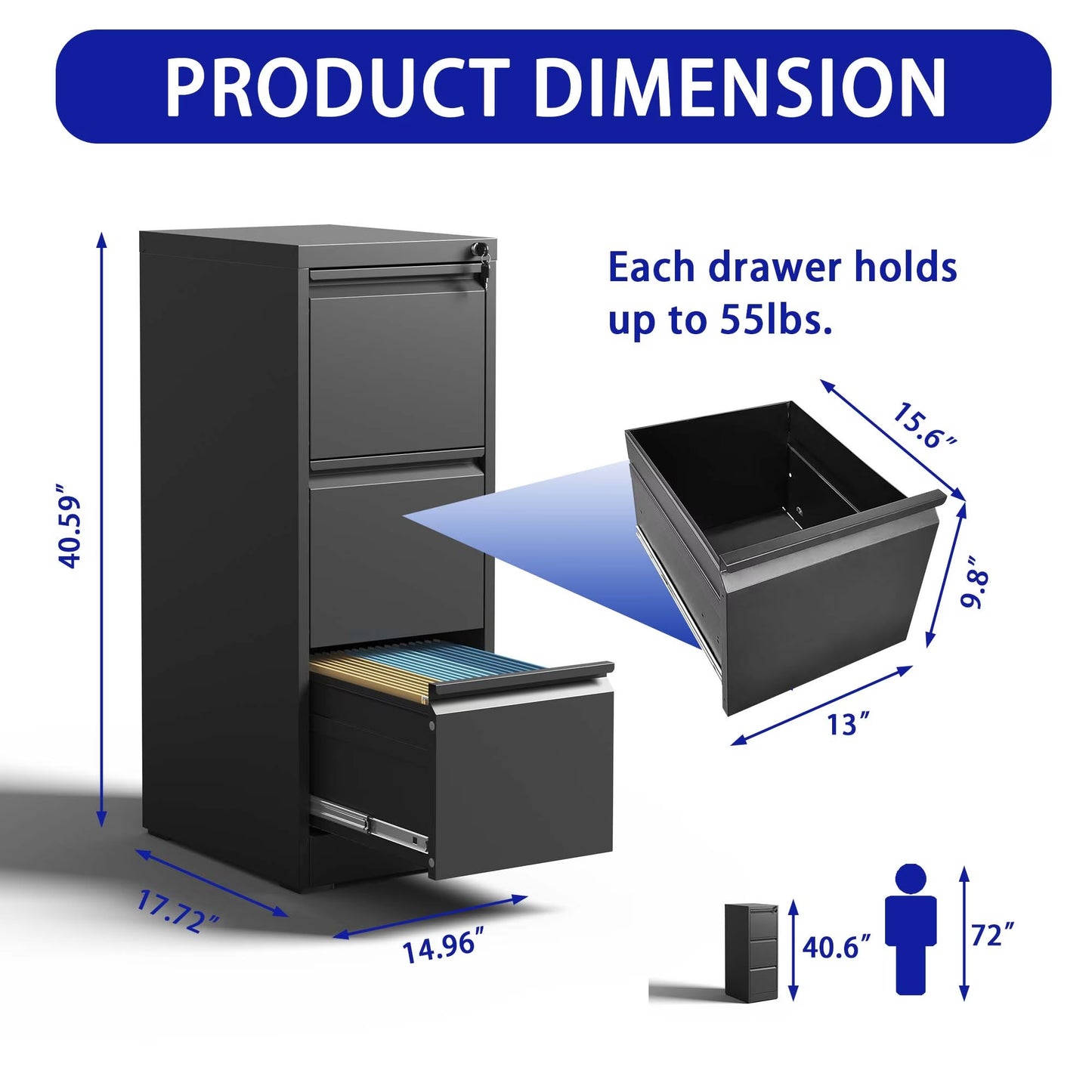 3 Drawer Metal Vertical File Cabinet With Lock Office Home Steel Vertical File Cabinet For A4 Legal