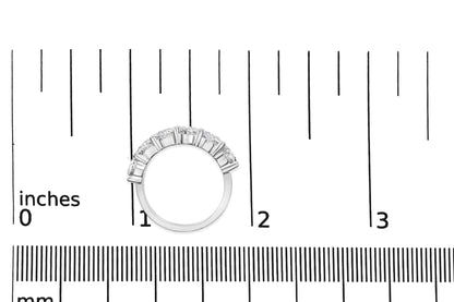 14K White Gold 3.0 Cttw Lab-Grown Diamond Shared Prong Set 6 Stone Band Ring (G-H Color, VS2-SI1 Clarity) - Anti Spier 