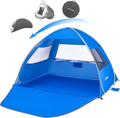Beach Tent Sun Shelter for 3/4 Person, Portable Beach Umbrella Cabana by Dropsure