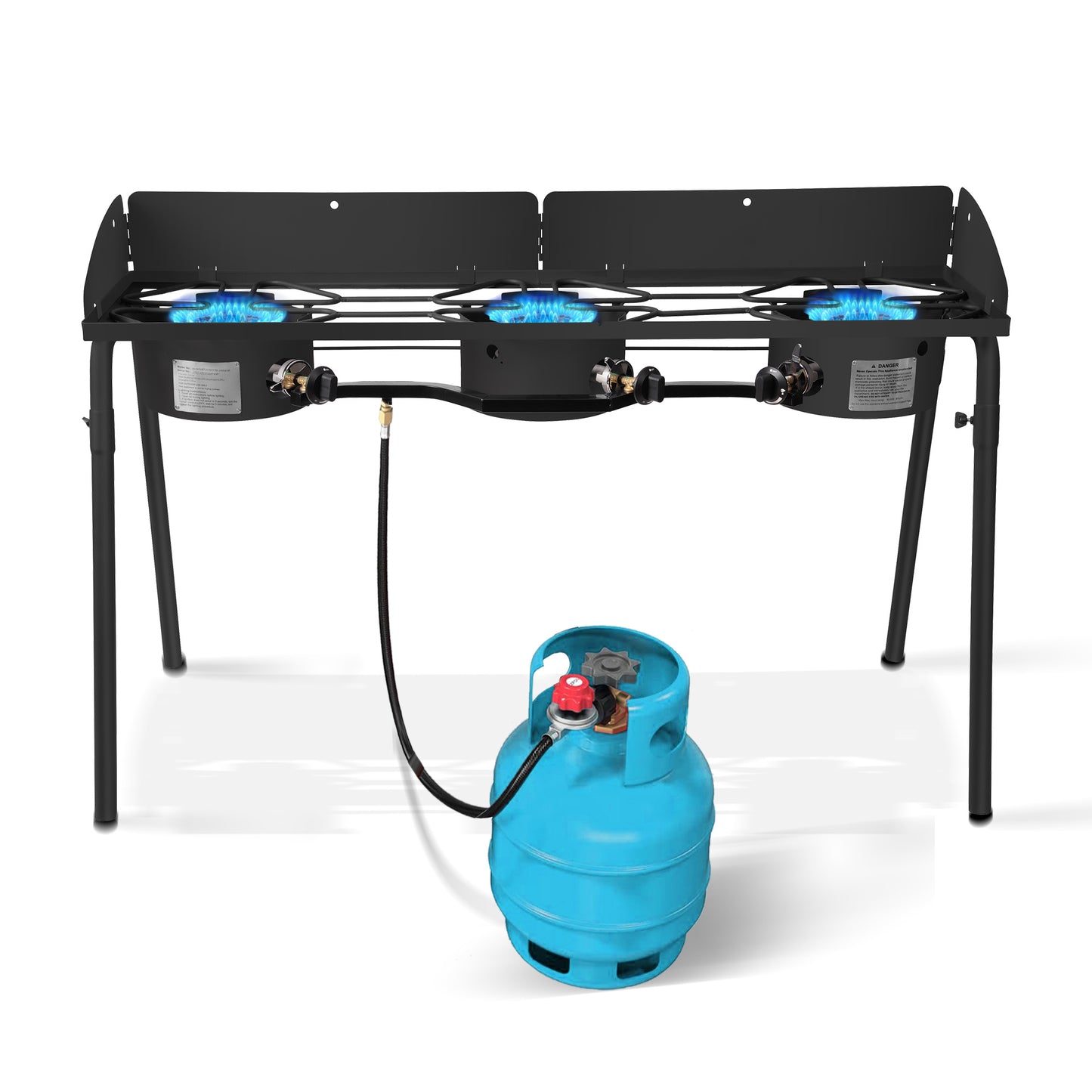 Three Burner Outdoor Portable Camping Gas Stove with Removable Legs, Portable Bag and Windshield, Camping Stove Propane for Cooking, CSA Certified, Outdoor Propane Burner by Dropsure