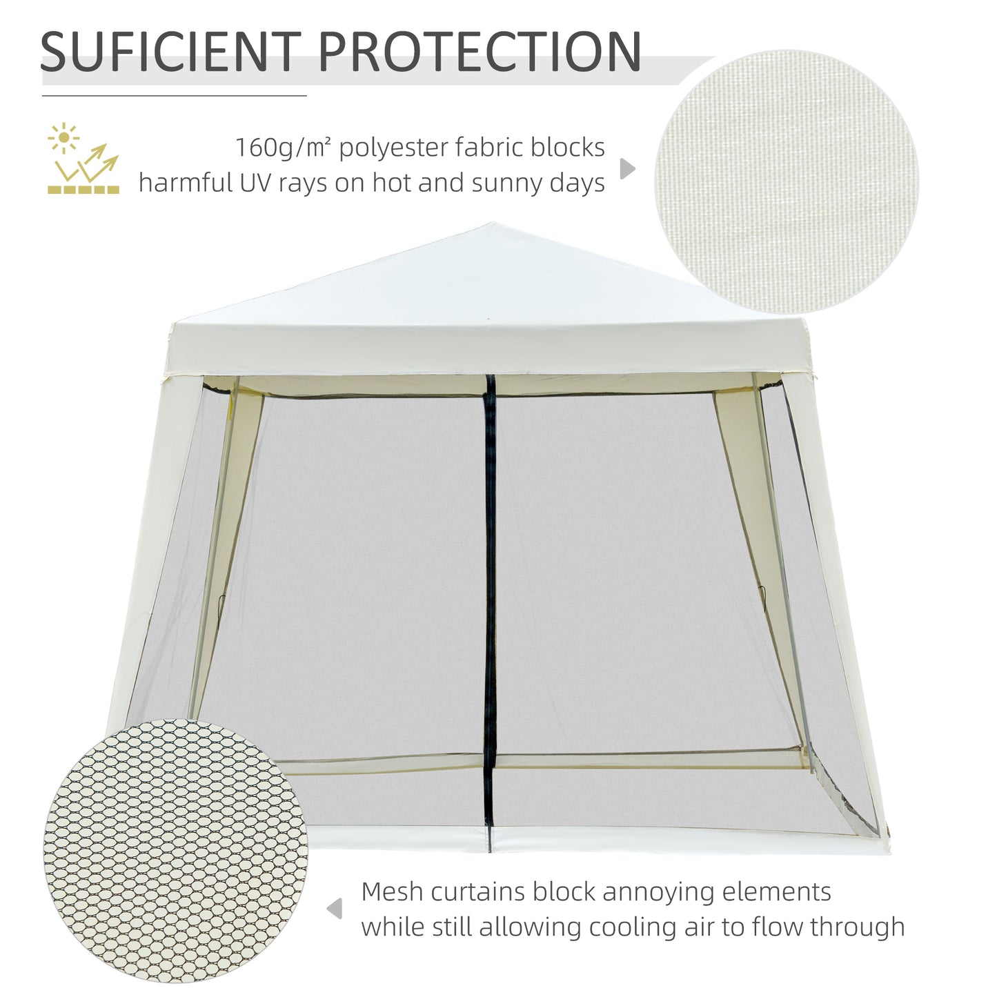 Outsunny 10'x10' Outdoor Canopy Tent, Slant Leg Sun Shelter with Mesh Sidewalls, Patio Tents for Parties, Cream White by Dropsure