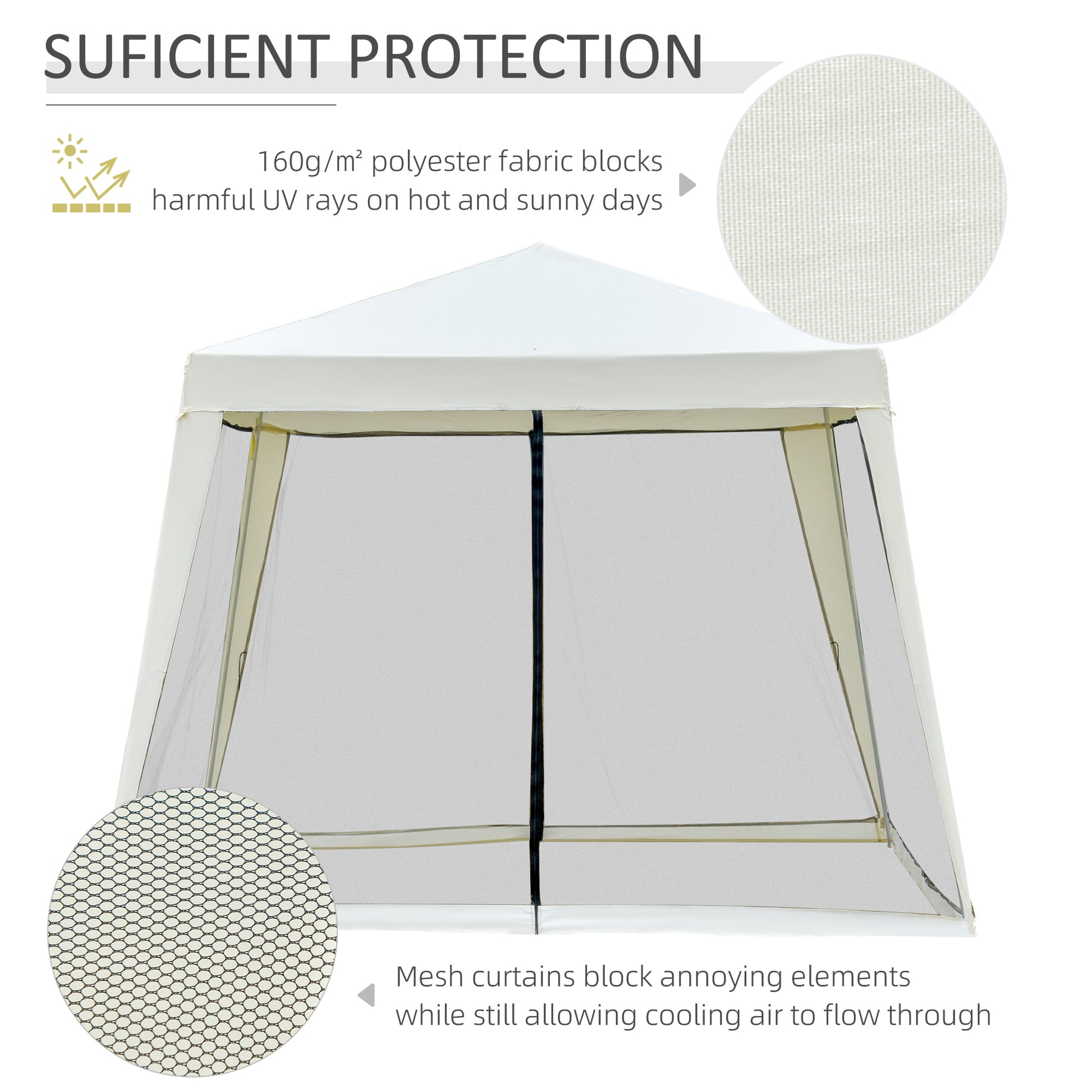 Outsunny 10'x10' Outdoor Canopy Tent, Slant Leg Sun Shelter with Mesh Sidewalls, Patio Tents for Parties, Cream White by Dropsure