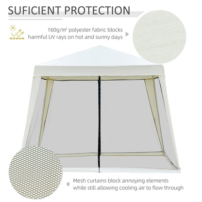 Outsunny 10'x10' Outdoor Canopy Tent, Slant Leg Sun Shelter with Mesh Sidewalls, Patio Tents for Parties, Cream White by Dropsure