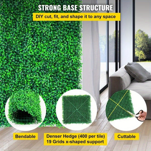 12PCS 24"x16" Artificial Boxwood Boards, UV Protected Grass Wall Panels & Boxwood Fence Panels for Green Wall Decor, Garden Fence, Wedding Backyard Decoration by Dropsure