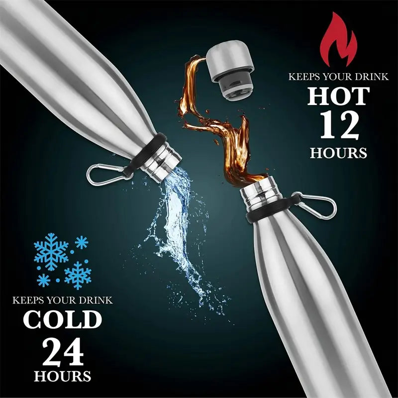 1pc Stainless Steel Insulated Water Bottle with Hidden Compartment - Leak-Proof, Keeps Drinks Hot/Cold, Portable for Travel, Commuting, Outdoor Activities, Commuting Hydration, Sleek Design, Secure Lid Design