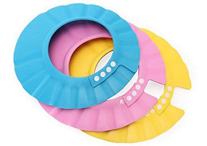 3pcs Soft Adjustable Shampoo Shower Cap Kids Bathing Protection Plastic Bath Hat Visor Cap for Toddler Baby Kids Children (Color Random 27.5CM/10.8IN)