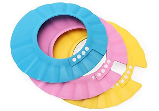 3pcs Soft Adjustable Shampoo Shower Cap Kids Bathing Protection Plastic Bath Hat Visor Cap for Toddler Baby Kids Children (Color Random 27.5CM/10.8IN)