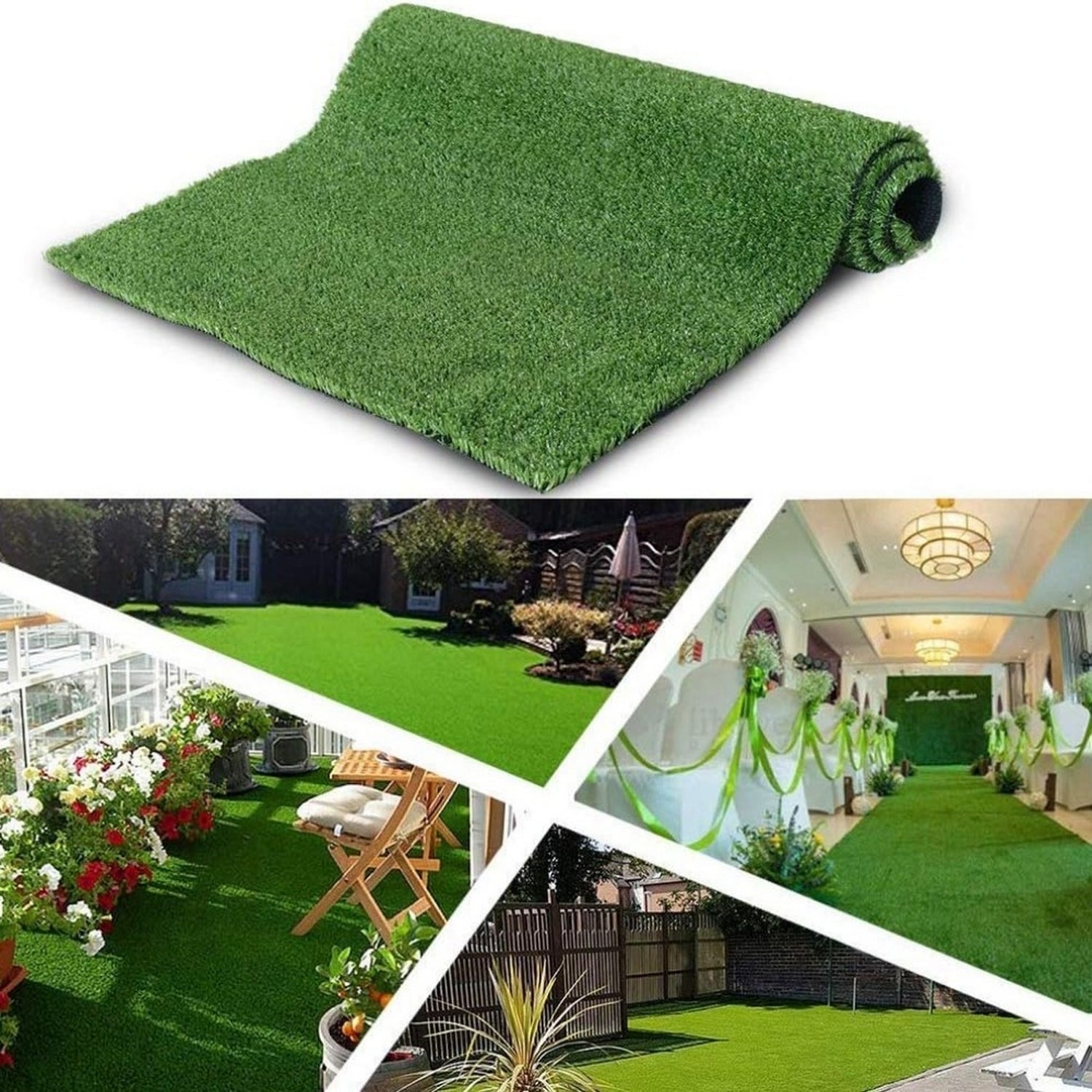 3ft x 32ft Premium Artificial Turf Mat with Drainage Holes. Thick Fake Grass with Rubber Backing, Ideal for Indoor/Outdoor Pet Areas, Garden, Lawn, Patio & Balcony Decor(Grass height 0.6 inches/1.5cm) by Dropsure