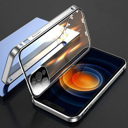 Double Sided Glass Snap Lock Case For iPhones