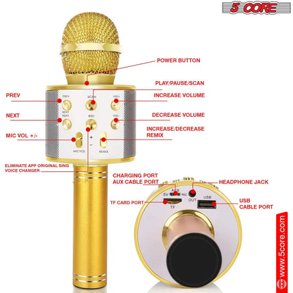 5Core Wireless Karaoke Microphone Bluetooth Mic Portable Handheld Microfonos Inalambricos