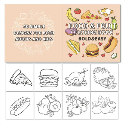 Children's Coloring Book: 40 Food & Fruit Cartoons