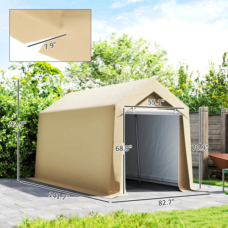 Outsunny 10' x 16' Carport, Heavy Duty Portable Garage Storage Tent with Large Zippered Door, Anti-UV PE Canopy Cover for Car, Truck, Boat, Motorcycle, Bike, Garden Tools, Outdoor Work by Dropsure