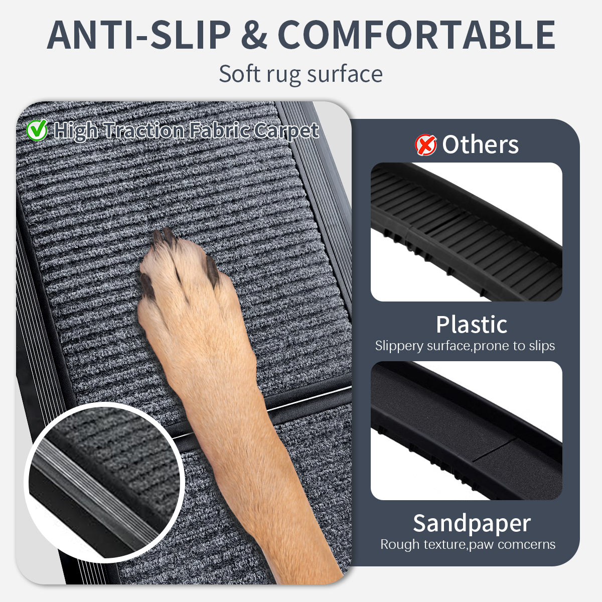 Dog Ramp for Car, 63" Long & 17" Wide Folding Portable Pet Stair Ramp with Non-Slip Rug Surface, Extra Wide Dog Steps for Medium & Large Dogs Up to 250LBS Enter a Car, SUV & Truck by Dropsure