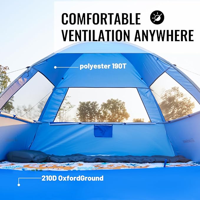 Beach Tent Sun Shelter for 3/4 Person, Portable Beach Umbrella Cabana by Dropsure