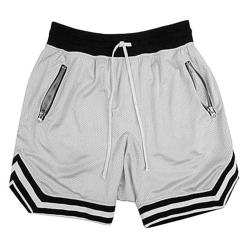 Men's summer quick dry muscle fitness sports shorts Mesh solid color hip hop breathable casual basketball pants