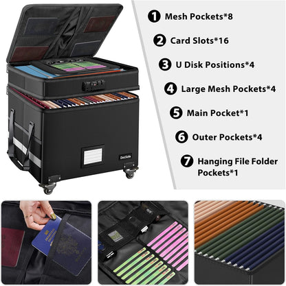 Fireproof File Box With Lock Wheels Rolling Portable by ShipItFurniture