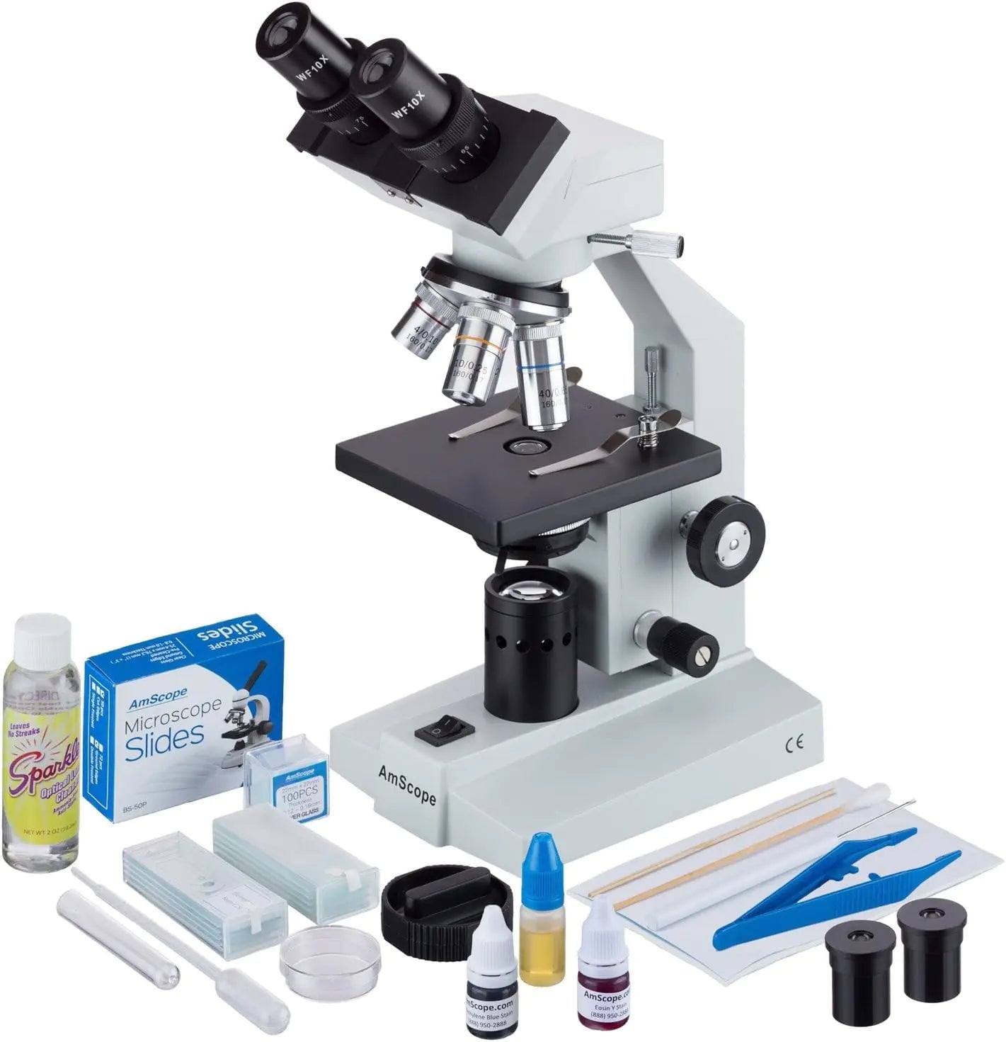 AmScope BioMaster B100C 40X-2500X Binocular Microscope with Slide Kit