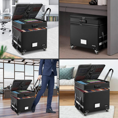 Fireproof File Box With Lock Wheels Rolling Portable by ShipItFurniture