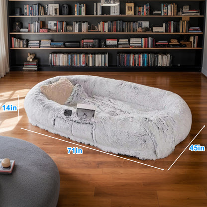 Human Dog Bed, Washable Faux Fur Dog Bed for People Doze Off, Napping Orthopedic Dog Bed,71''x45''x14'' Size Fits You and Pets (Grey) by Dropsure