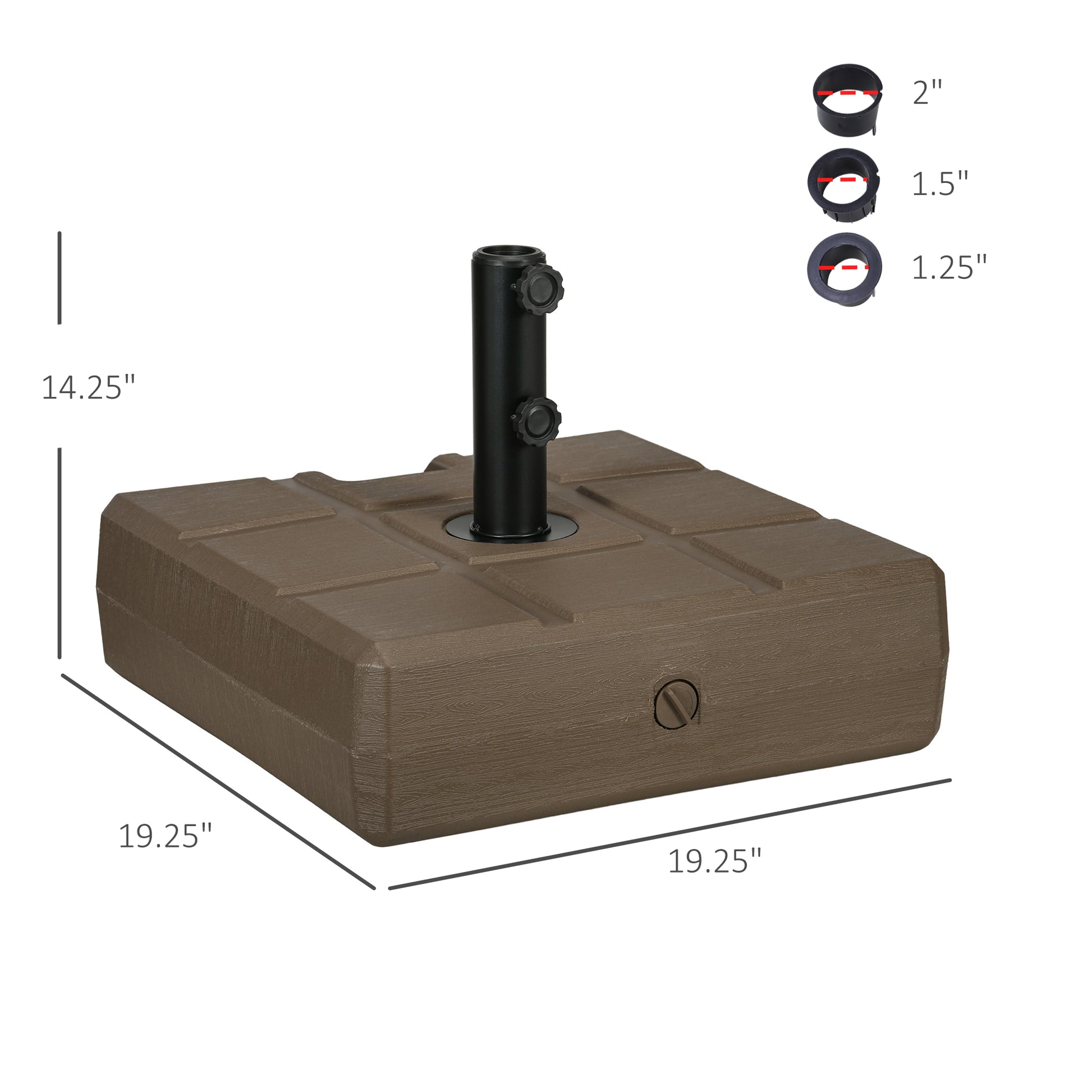Outsunny 88 lbs. Fillable Umbrella Base with Steel Umbrella Holder Umbrella Poles, Square & Reversible Heavy Duty Market Umbrella Stand, Brown by Dropsure