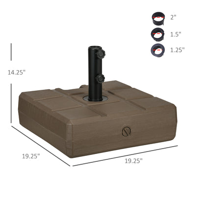 Outsunny 88 lbs. Fillable Umbrella Base with Steel Umbrella Holder Umbrella Poles, Square & Reversible Heavy Duty Market Umbrella Stand, Brown by Dropsure