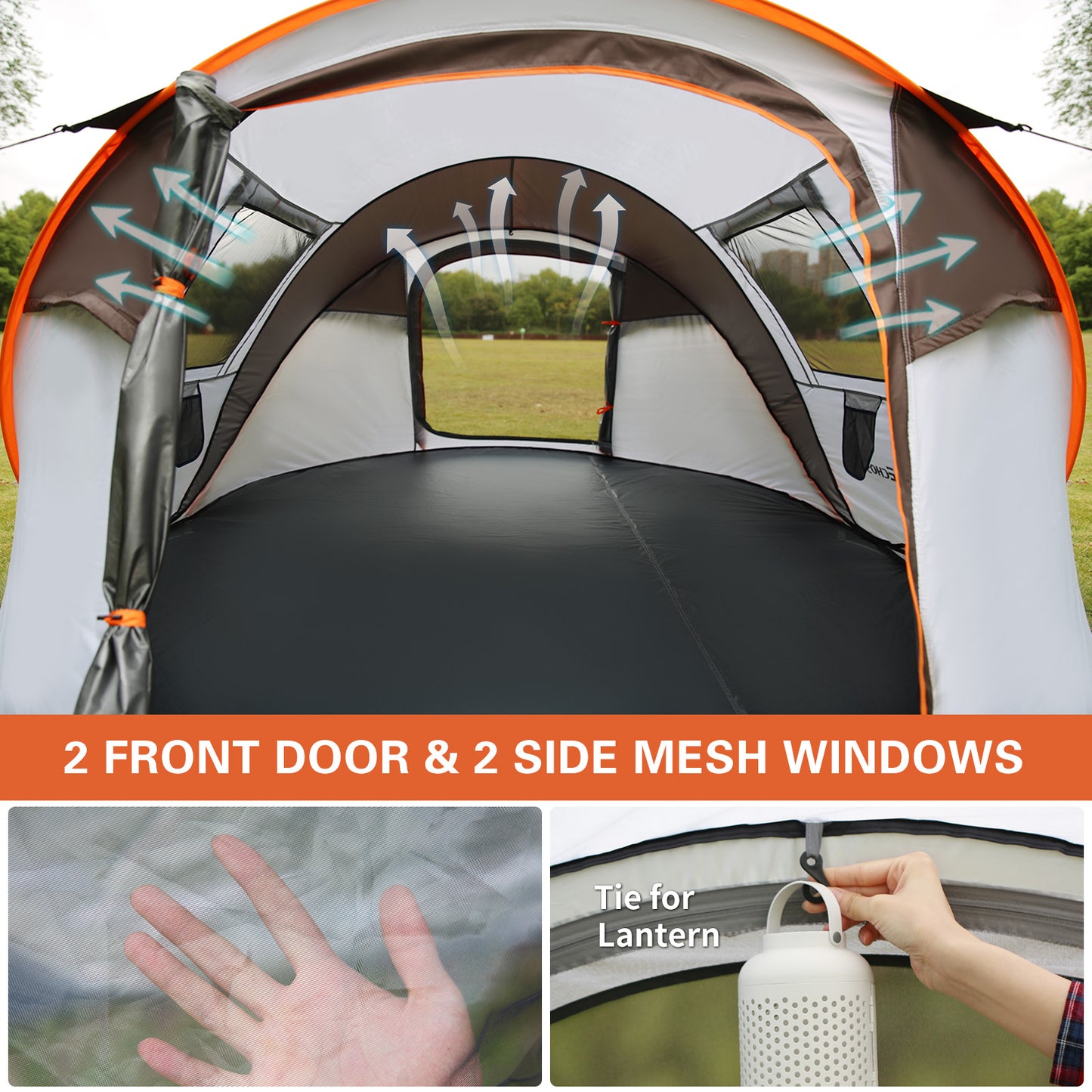 4-6 Persons White Light Orange Pop-Up Boat Tent by Dropsure
