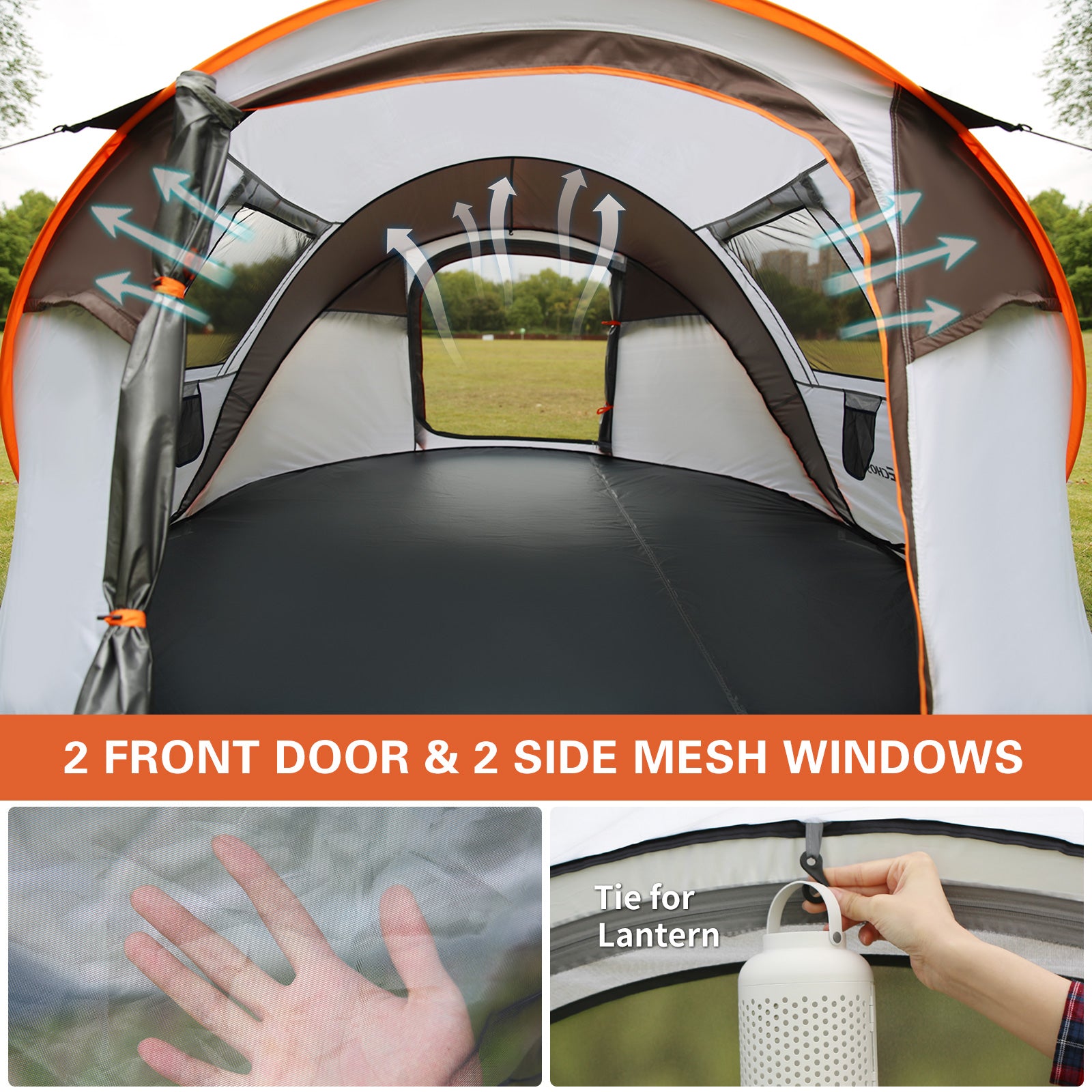 4-6 Persons White Light Orange Pop-Up Boat Tent by Dropsure