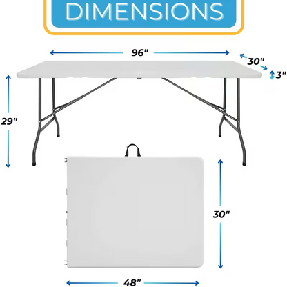 4ft/6ft Portable Plastic Folding Table – Indoor & Outdoor Dining by 2Dropme