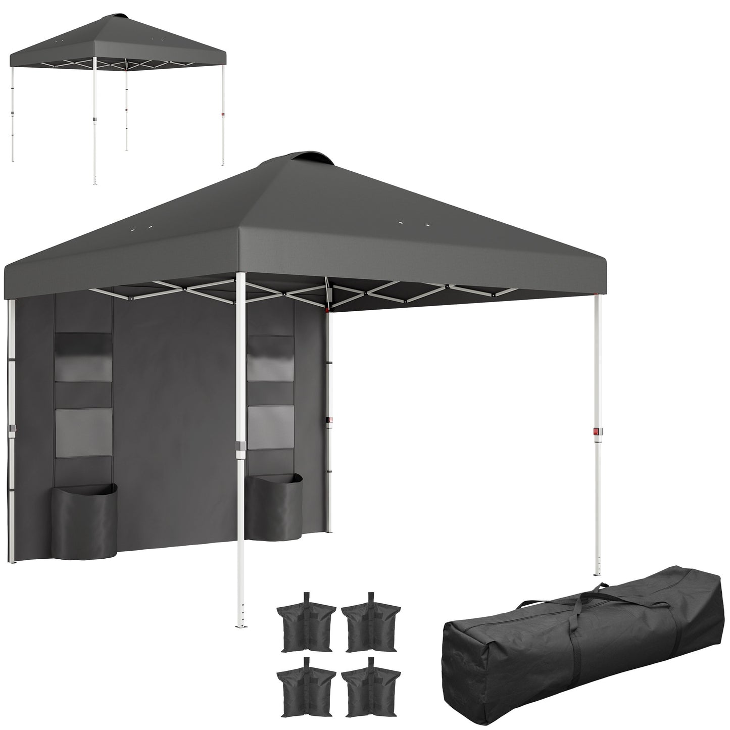 10x 10 ft party tent w/ Sidewall with Height Adjustable Instant Sun Shelter w/ Storage Pockets, American Flag Print by Dropsure