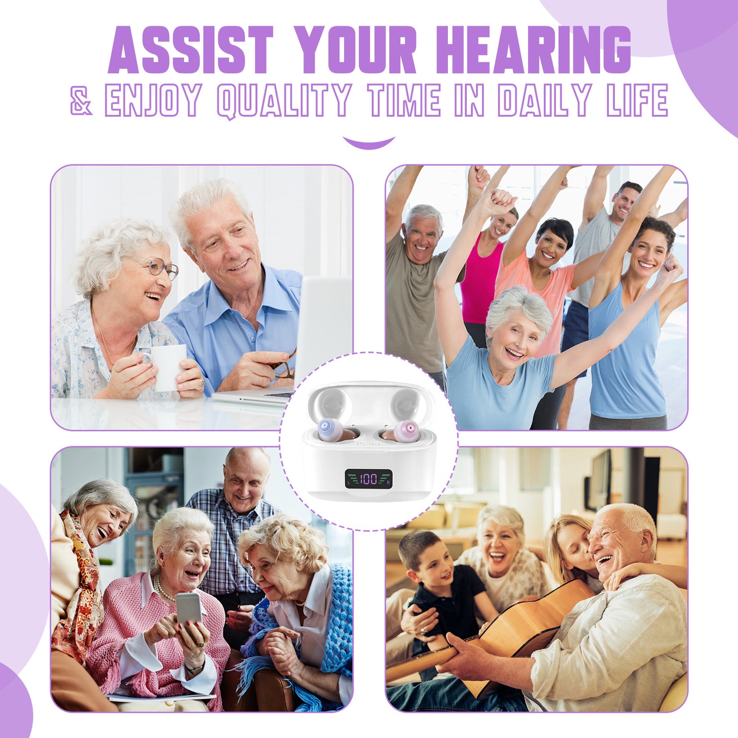 Hearing Aid, Charging Case, Portable Hearing Aids, Sound Amplifier, Hearing Aids, Pairs