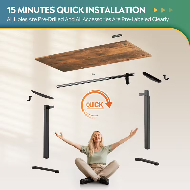 Electric Sit to Stand Desk with 3 Memory Presets, Adjustable Height Stand up Desk, Height Adjustable Standing Computer Desk for Home Office, 40/ 55/ 63/ 71 Inches, Ergonomic Workspace, Workspace Furniture, Sleek Design, Modern Desk