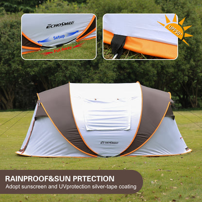 4-6 Persons White Light Orange Pop-Up Boat Tent by Dropsure