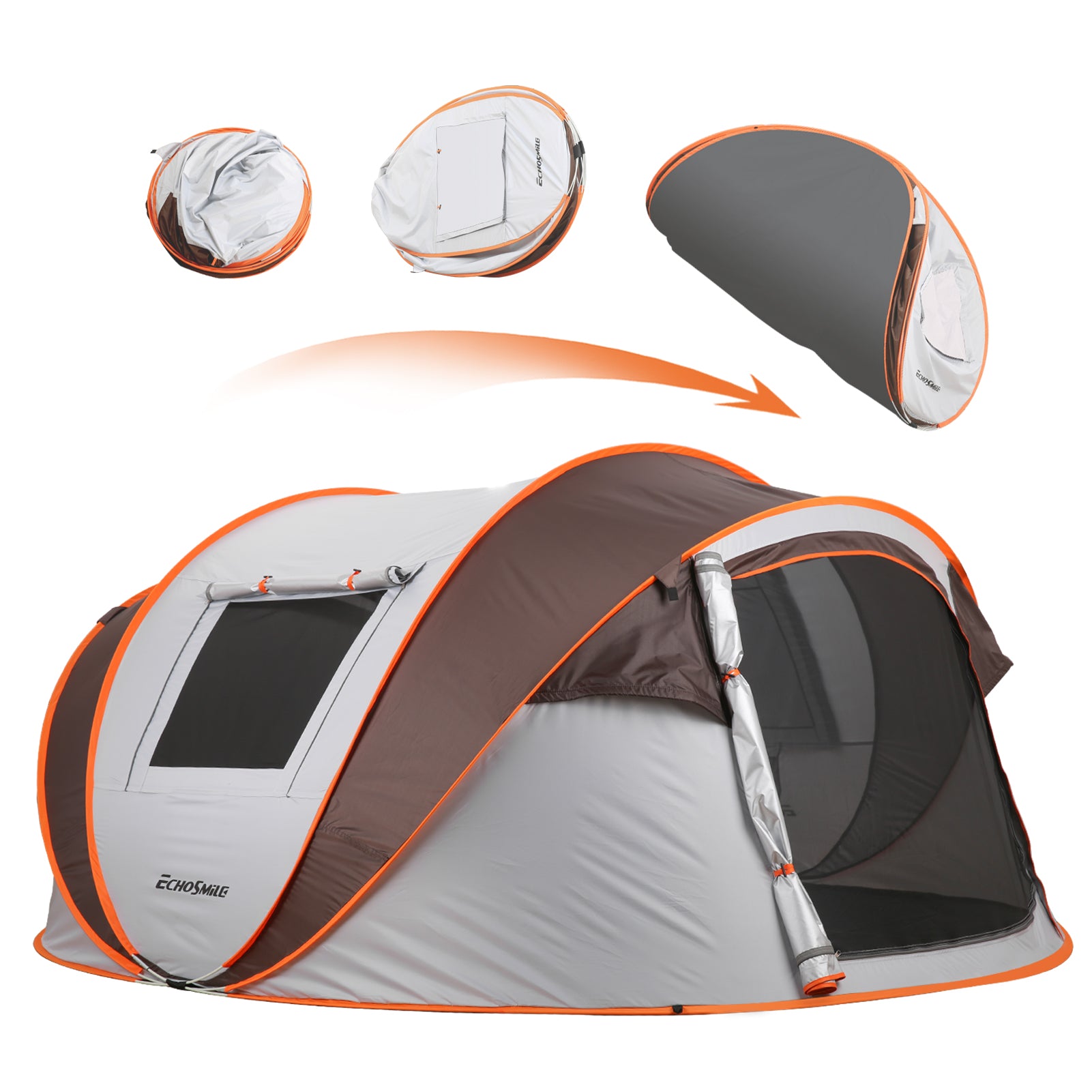 4-6 Persons White Light Orange Pop-Up Boat Tent by Dropsure