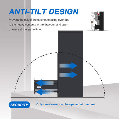 4 Drawer File Cabinet, Metal Vertical File Storage Cabinet With Lock, Office Home Steel File Cabinet For A4 Letter Legal Size, 14.96inch W X 17.72inch D X 52.36inch H, Assembly Required Black