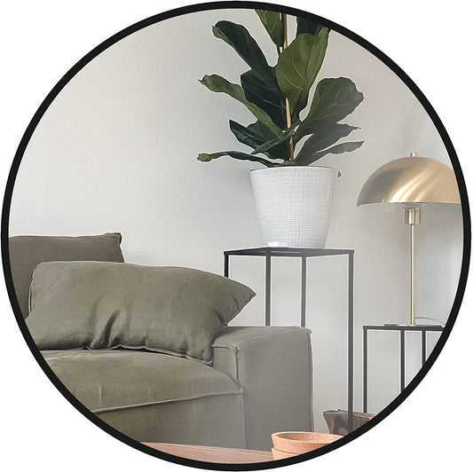 24 Inch Gold Metal Framed Round Bathrrom Mirror for Wall.(W2203P182026) by Dropsure