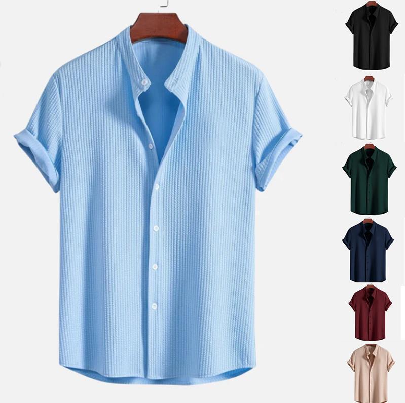 Men's summer new men men's short sleeve solid color men's shirt top