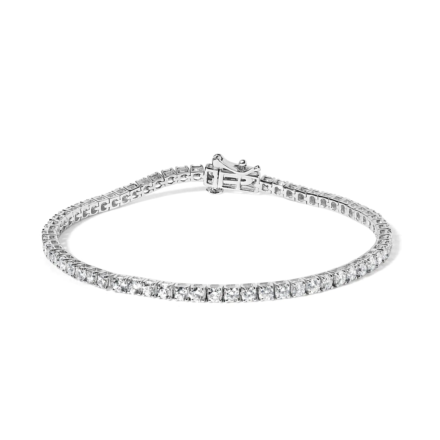 14K White Gold Lab Grown 4.00 Cttw Round Brilliant Cut Diamond Prong Set Classic Tennis Bracelet - 7" (F-G Color, VS2-SI1 Clarity) - Anti Spier 