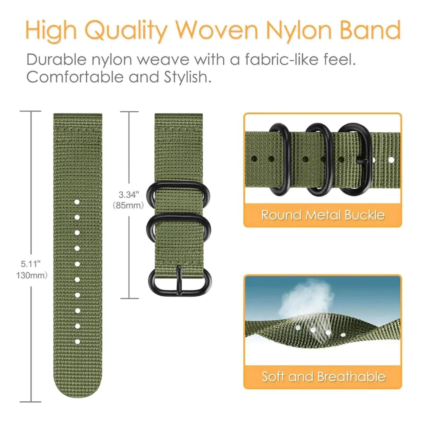 18mm 20mm 22mm Durable Military Woven Nylon Wrist Watch Band Quick Release Strap