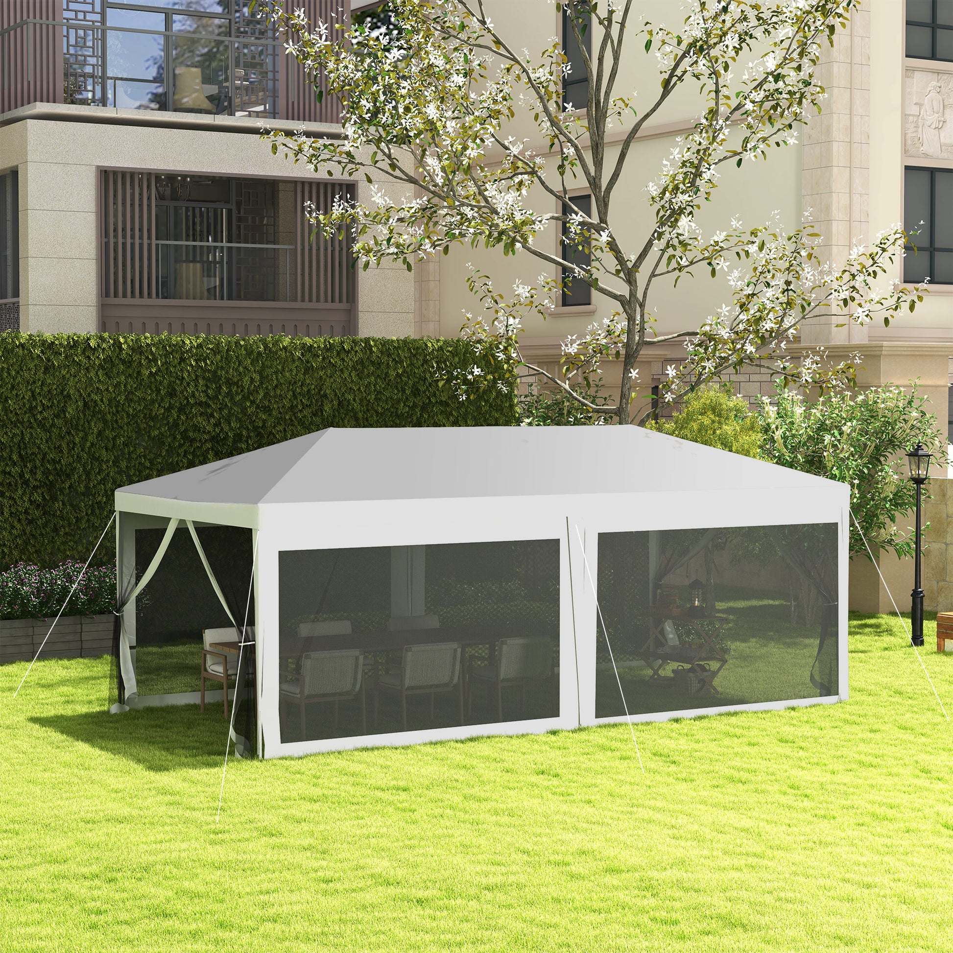 Outsunny 10ft x 20ft Party Tent, Outdoor Wedding Canopy & Gazebo with 6 Removable Sidewalls, Shade Shelter for Events, BBQs, White by Dropsure
