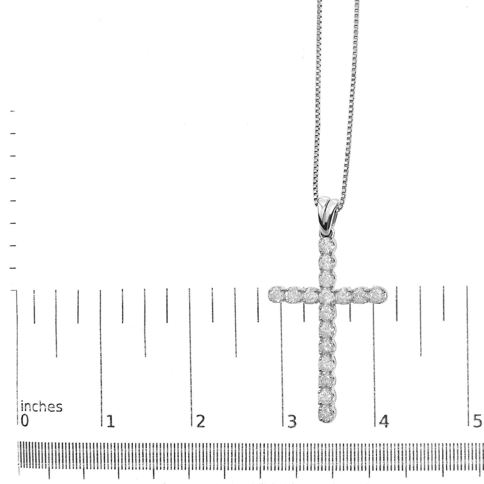 .925 Sterling Silver 1.0 Cttw Diamond Classic Cross 18" Pendant Necklace (I - J Color, I2 - I3 Clarity) - Anti Spier - Anti Spier - necklace