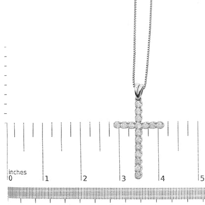 .925 Sterling Silver 1.0 Cttw Diamond Classic Cross 18" Pendant Necklace (I - J Color, I2 - I3 Clarity) - Anti Spier - Anti Spier - necklace