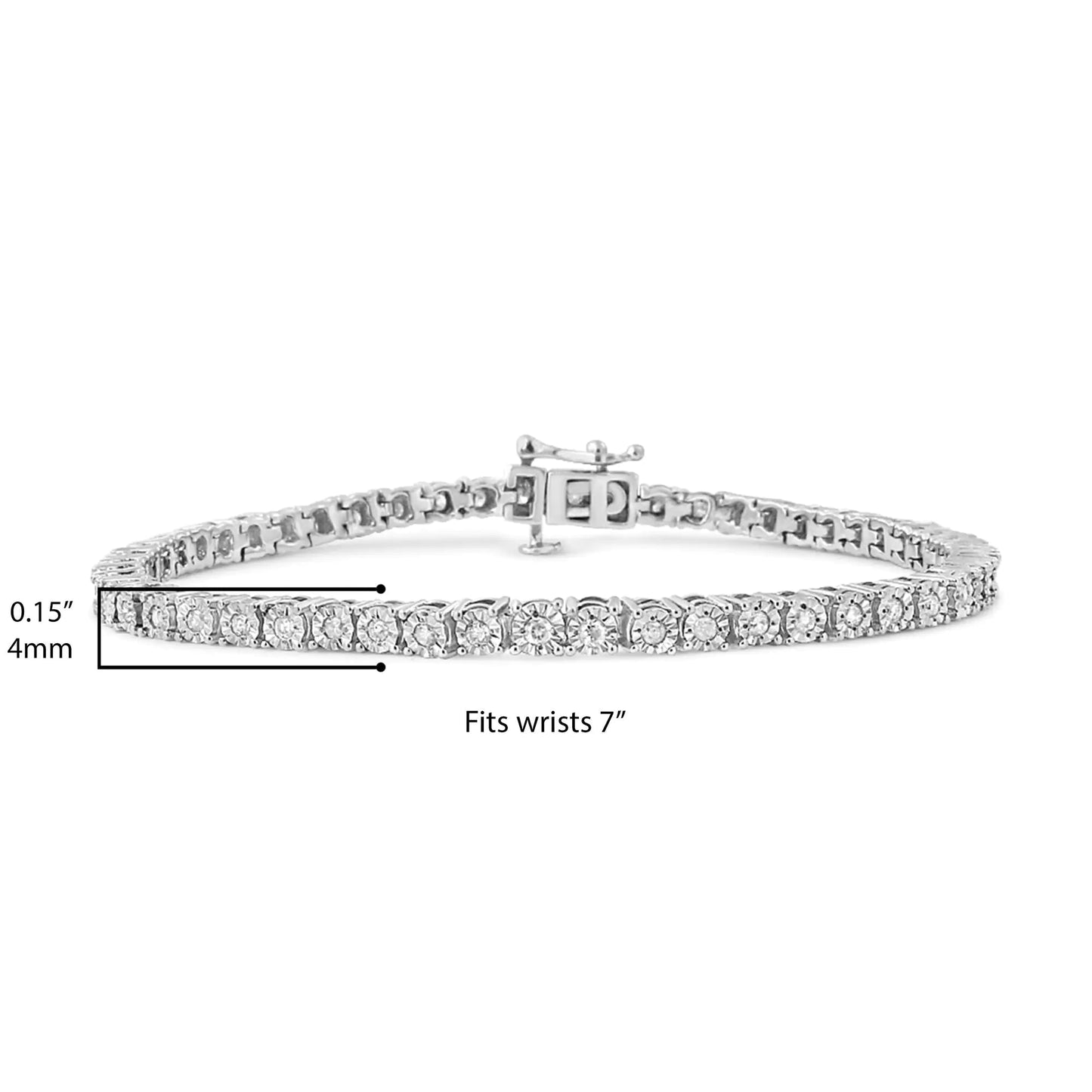 .925 Sterling Silver 1/2 Cttw Diamond Illusion - Set Miracle Plate Tennis Bracelet (I - J Color, I3 Clarity) - 7" - Anti Spier - Anti Spier - bracelet